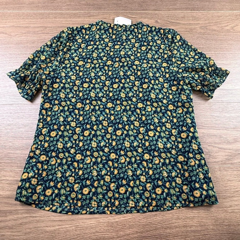 J. Crew Factory Women's Ruffle Tie-Neck Short Sleeve Blouse Navy Floral NWT S - Picture 15 of 15